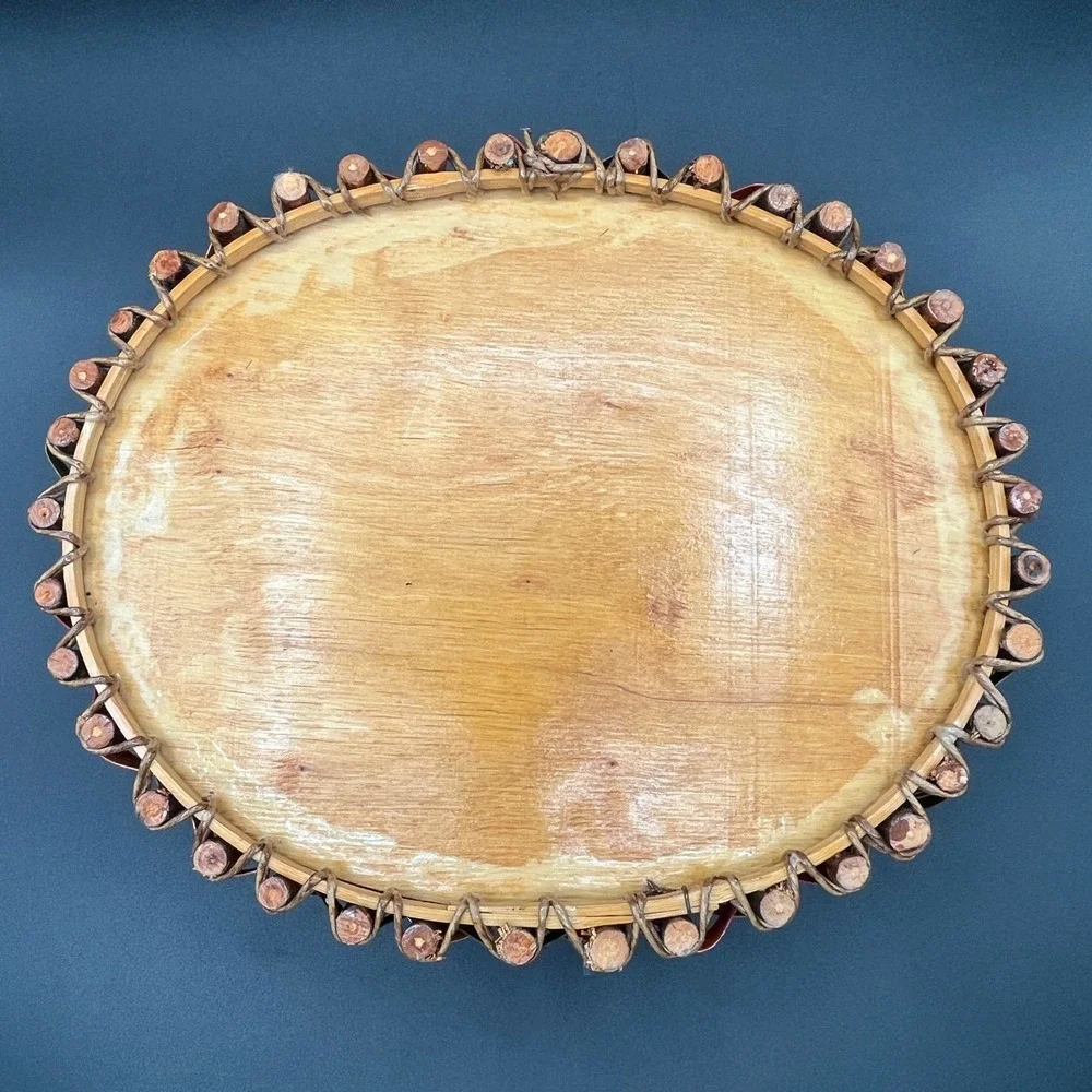 Rustic Twig Woven‎ Splint Oval Basket Multicolor Wood Base Farmhouse Decor 10.5
